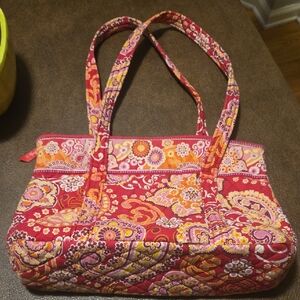 Vera Bradley Red and Pink Paisley Shoulder Bag